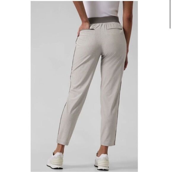 Athleta Brooklyn Textured Ankle Pant City Stripe Black/Sea Grey Size 14P - Picture 3 of 16